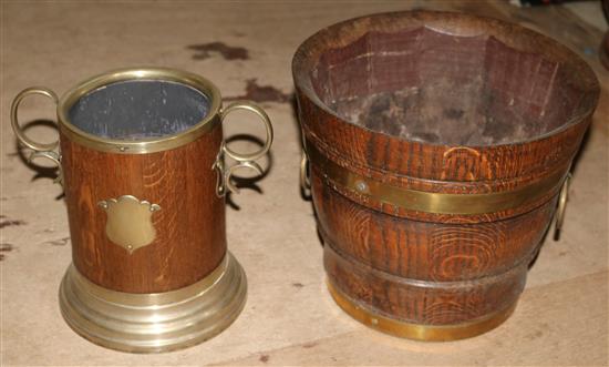 Oak & plated ice bucket